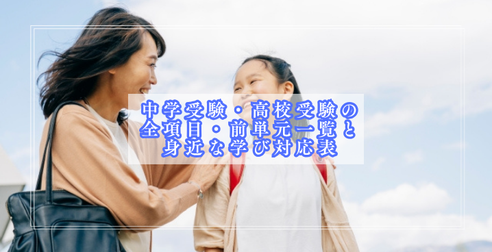 中学受験・高校受験の全項目・前単元一覧と身近な学び対応表